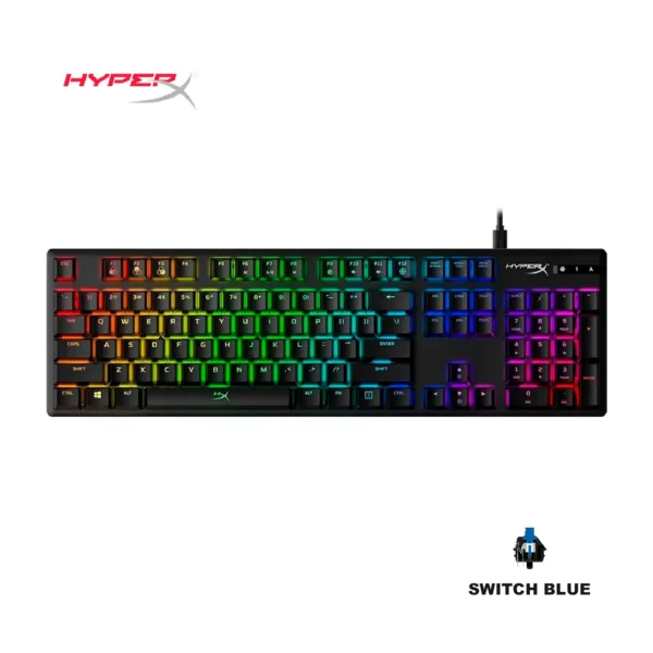 Teclado Hyperx Alloy Origins Switch Blue, Con Retroiluminación Rgb, Color Negro 4p5p0ai#ac8
