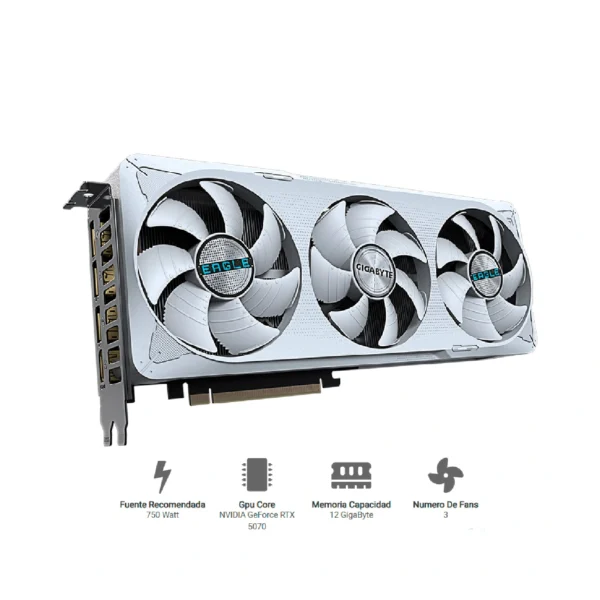 Tarjeta de video GIGABYTE GeForce RTX 5070 EAGLE OC ICE SFF 12, 12 GB GDDR7, PCIe Gen 5.0
